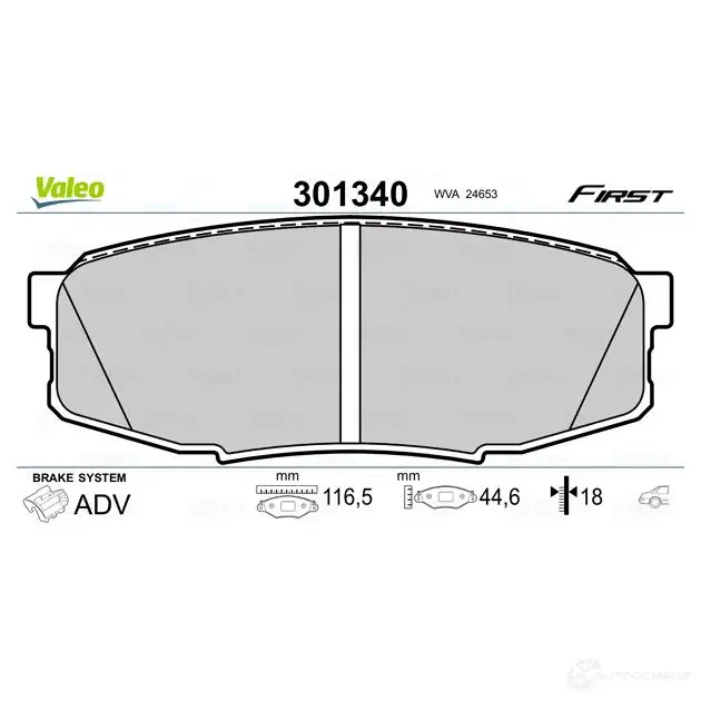Тормозные колодки дисковые, комплект VALEO 1205895676 301340 3276423013409 T DJZH изображение 1