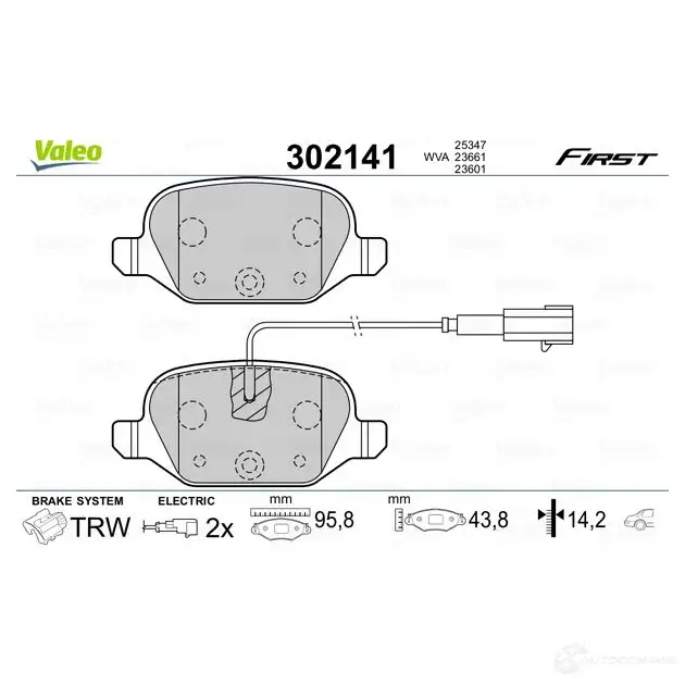 Тормозные колодки дисковые, комплект VALEO 302141 Y 7PVD1 3276423021411 1205903708 изображение 1