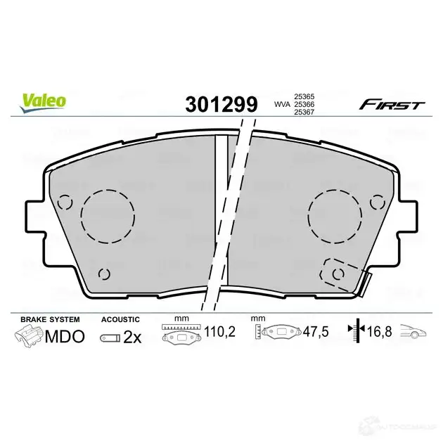 Тормозные колодки дисковые, комплект VALEO 223476 3276423012990 301299 L 202J изображение 1