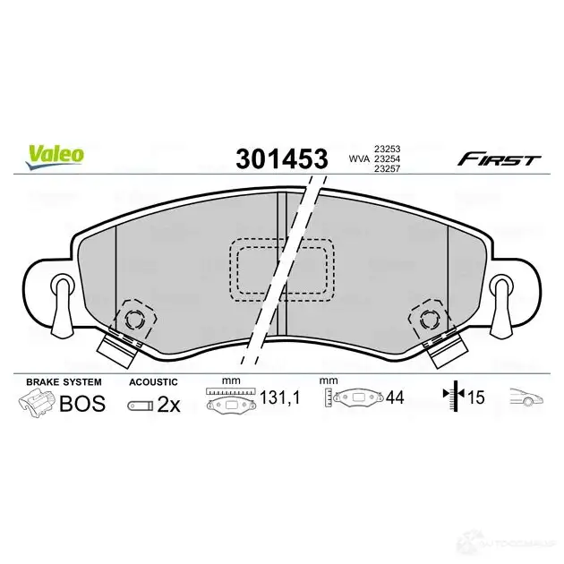 Тормозные колодки дисковые, комплект VALEO 3276423014536 301453 022 77 1205896508 изображение 1