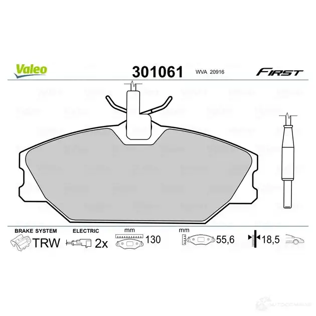 Тормозные колодки дисковые, комплект VALEO 3276423010613 223408 301061 X 0HWHE изображение 6