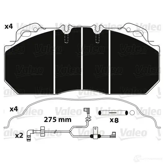 Тормозные колодки дисковые, комплект VALEO 882218 KDYDFH 245445 290 90