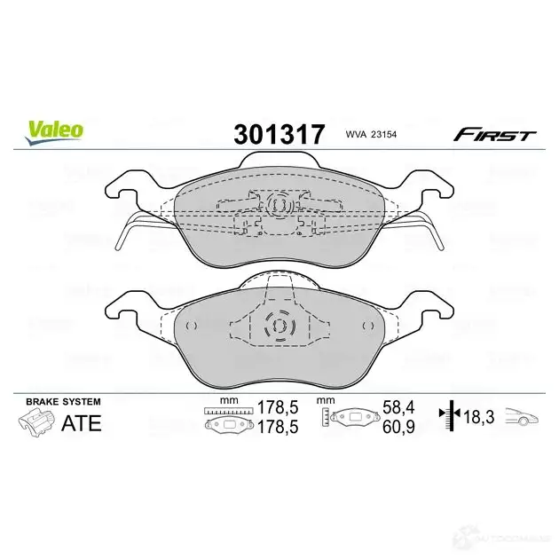 Тормозные колодки дисковые, комплект VALEO 3276423013171 CUXOCC J 223485 301317 изображение 5