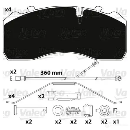 Тормозные колодки дисковые, комплект VALEO 882206 1XKZFR 2909 5 245433 изображение 0