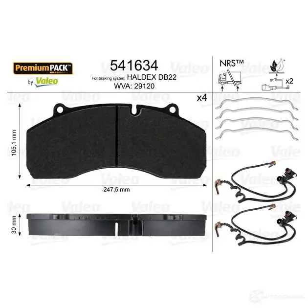 Тормозные колодки, комплект VALEO 541634 5AK4Z 5 1437875507