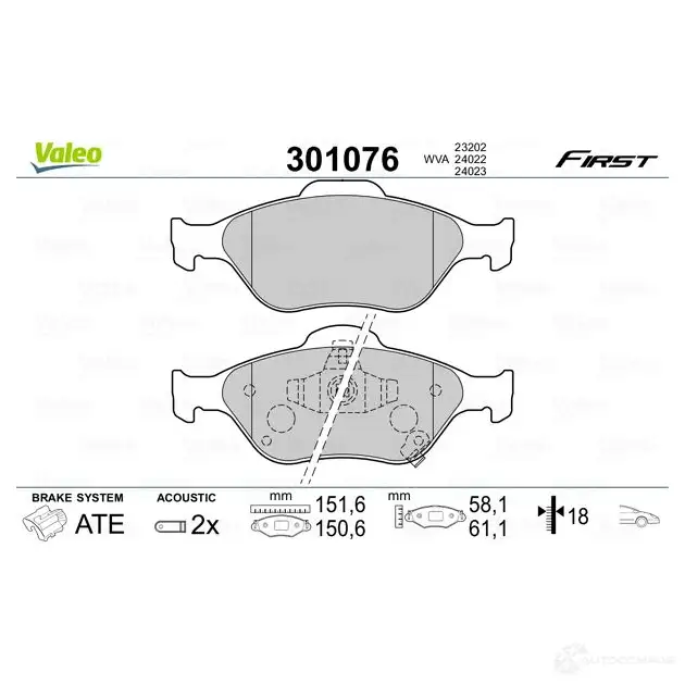 Тормозные колодки дисковые, комплект VALEO LG XYJ 301076 3276423010767 223421 изображение 4