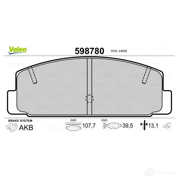 Тормозные колодки дисковые, комплект VALEO 1 4DOHX 233212 3276425987807 598780 изображение 1