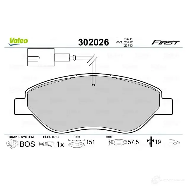 Тормозные колодки дисковые, комплект VALEO 302026 3276423020261 1205902074 S ZB5H2A изображение 1