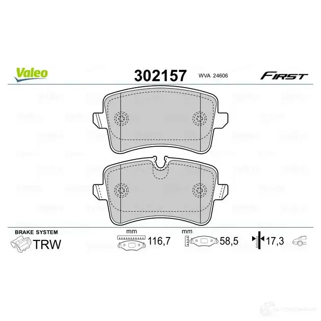 Тормозные колодки дисковые, комплект VALEO 1205903926 302157 O1J5 5 3276423021572 изображение 1