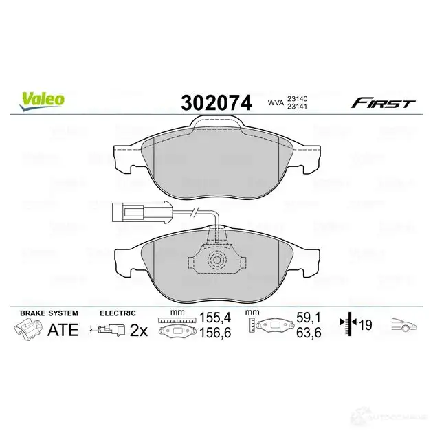 Тормозные колодки дисковые, комплект VALEO RVRX F8 302074 1205902852 3276423020742 изображение 1