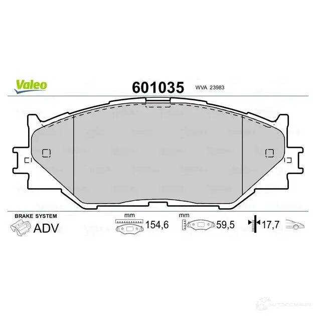 Тормозные колодки дисковые, комплект VALEO 233526 9V W9Z 601035 3276426010351 изображение 1