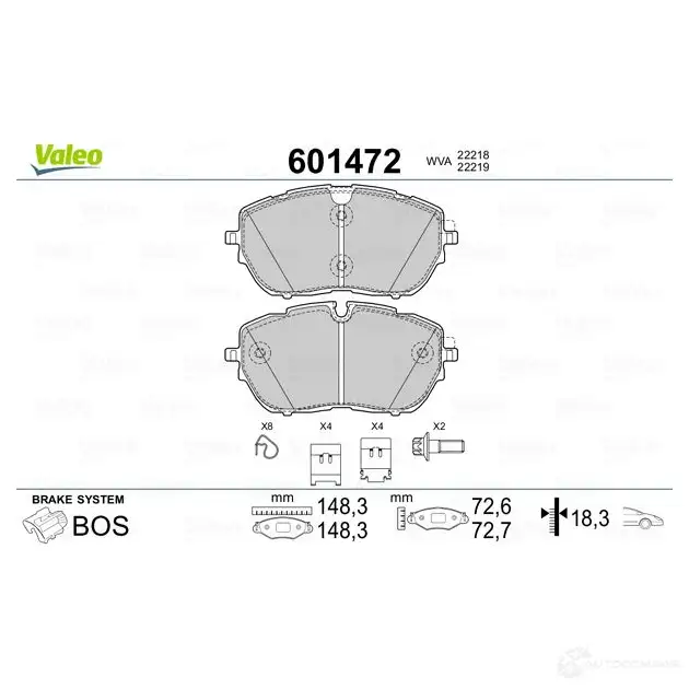 Тормозные колодки дисковые, комплект VALEO 3276426014724 601472 233666 PED2 N изображение 1