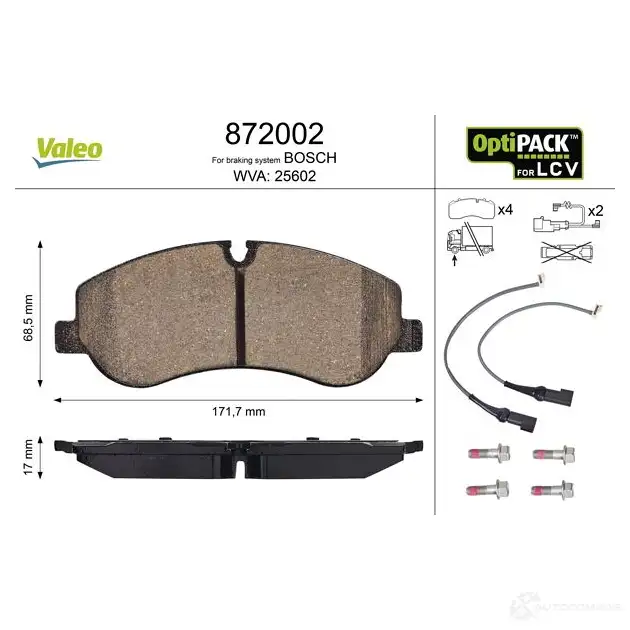 Тормозные колодки дисковые, комплект VALEO PT FEV3T 1437874470 872002