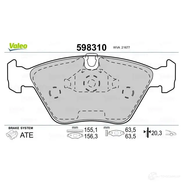 Тормозные колодки дисковые, комплект VALEO 598310 21 677 232811 2EOR2H изображение 1