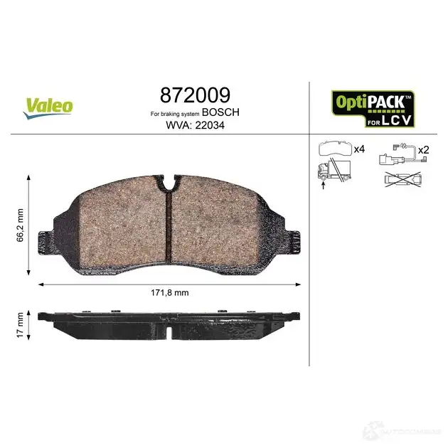 Тормозные колодки дисковые, комплект VALEO I6 3AF 1437874468 872009