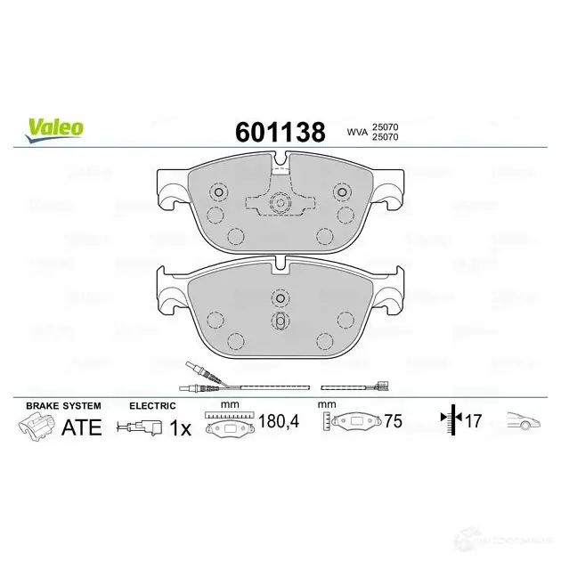 Тормозные колодки дисковые, комплект VALEO 233574 Z X4F8 3276426011389 601138 изображение 1