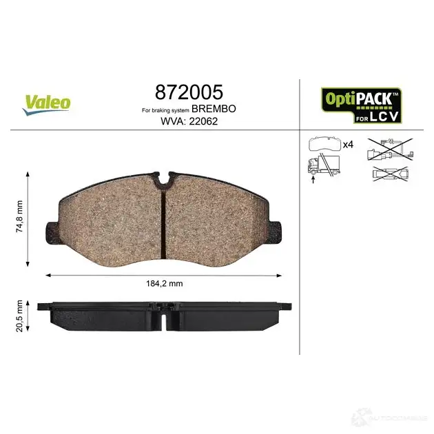 Тормозные колодки дисковые, комплект VALEO 1437874461 5I2H 6 872005