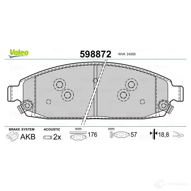 Тормозные колодки дисковые, комплект VALEO 233291 W 3LNPO 3276425988729 598872 изображение 1