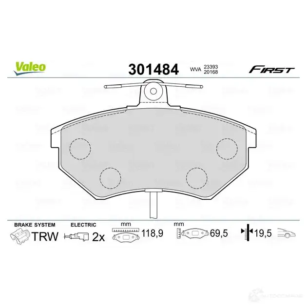 Тормозные колодки дисковые, комплект VALEO 3 9A5T5 3276423014840 223547 301484 изображение 6