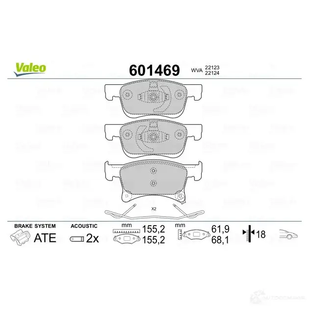 Тормозные колодки дисковые, комплект VALEO N7 K4Q92 1206092842 601469 3276426014694 изображение 1