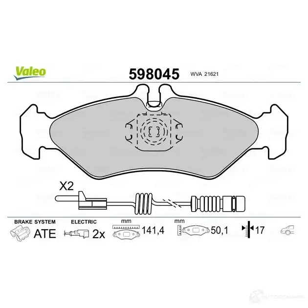 Тормозные колодки дисковые, комплект VALEO P9J1TM 598045 2 1621 232604 изображение 1