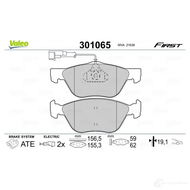 Тормозные колодки дисковые, комплект VALEO HO VCC 301065 3276423010651 223412 изображение 1
