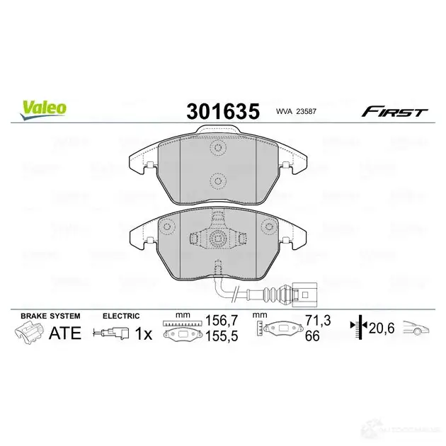 Тормозные колодки дисковые, комплект VALEO 3276423016356 N6 CD0M1 223599 301635 изображение 5