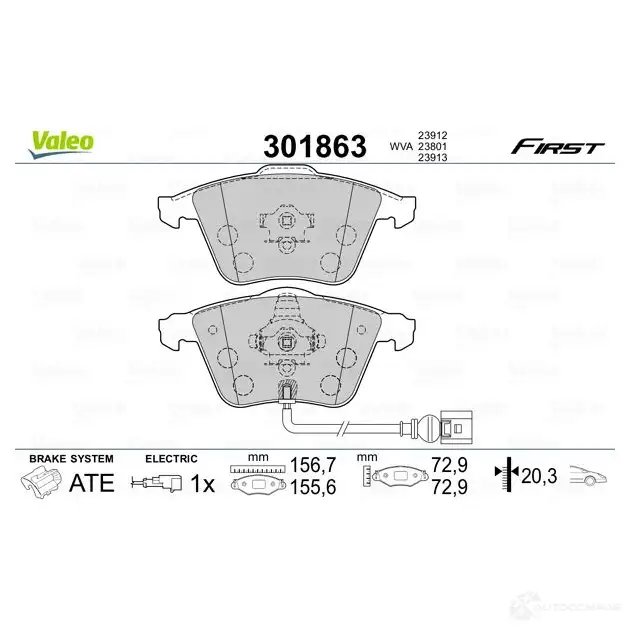 Тормозные колодки дисковые, комплект VALEO 3276423018633 301863 223695 NN3 J0 изображение 1