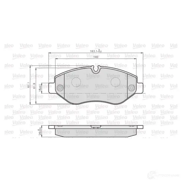 Тормозные колодки дисковые, комплект VALEO 245345 2 9192 872192 A4159 - Изображение 1