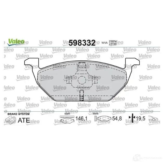 Тормозные колодки дисковые, комплект VALEO 598332 5018T9S 232830 2 1974 изображение 1