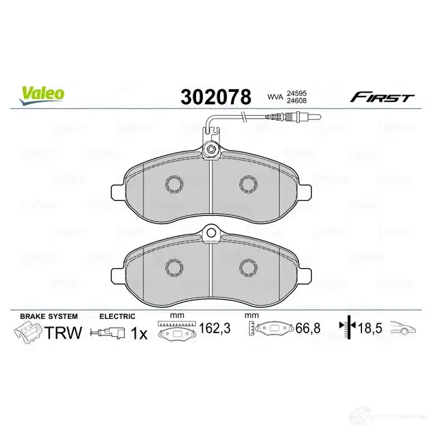 Тормозные колодки дисковые, комплект VALEO 1205902890 302078 AAJ RPVH 3276423020780 изображение 6