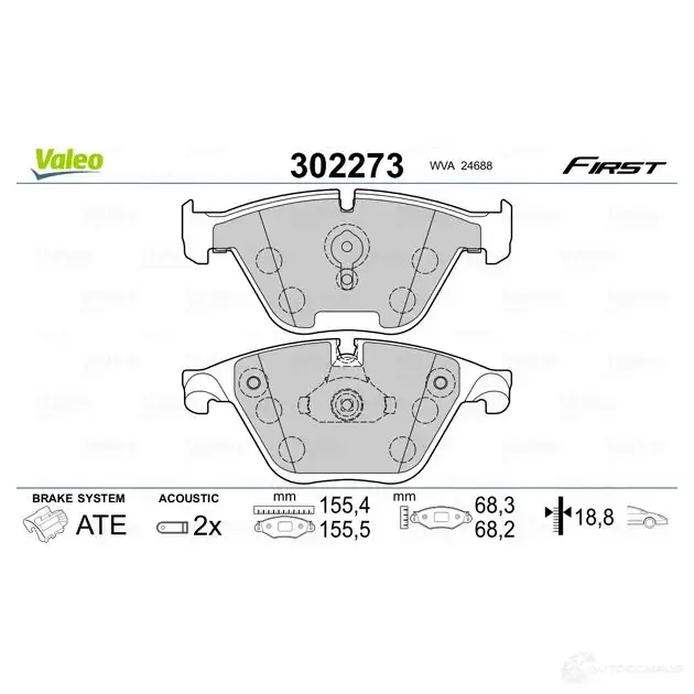 Тормозные колодки дисковые, комплект VALEO 7J86 Q6P 302273 1437876115 изображение 1