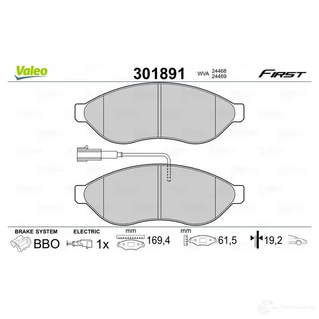 Тормозные колодки дисковые, комплект VALEO 223709 DJA V3 301891 3276423018916 изображение 6