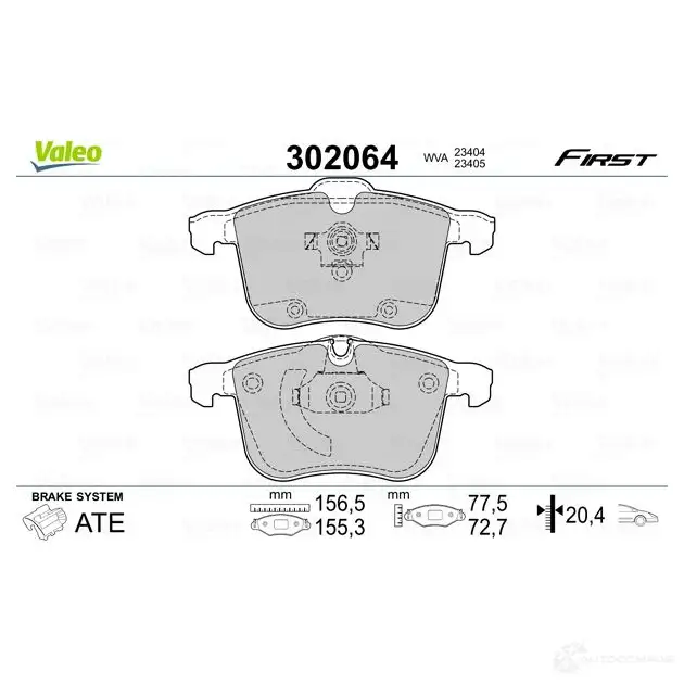 Тормозные колодки дисковые, комплект VALEO 3276423020643 LZ10 P 1205902712 302064 изображение 1