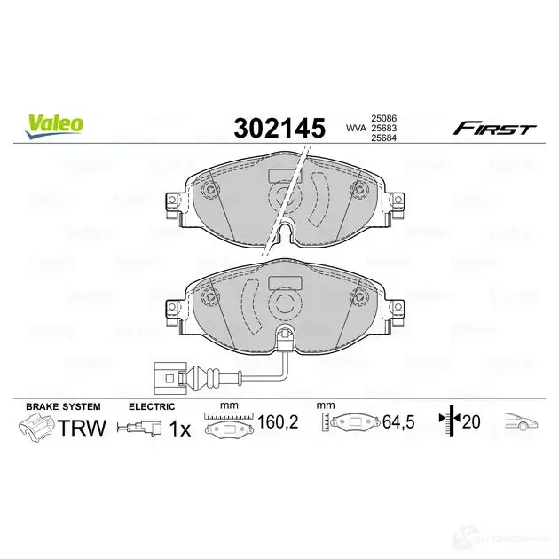 Тормозные колодки дисковые, комплект VALEO 302145 3276423021459 1205903740 FZY 1I изображение 2