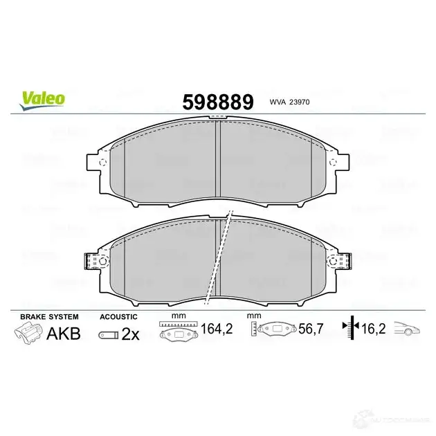 Тормозные колодки дисковые, комплект VALEO 598889 JD80W2 D 233307 3276425988897 изображение 1