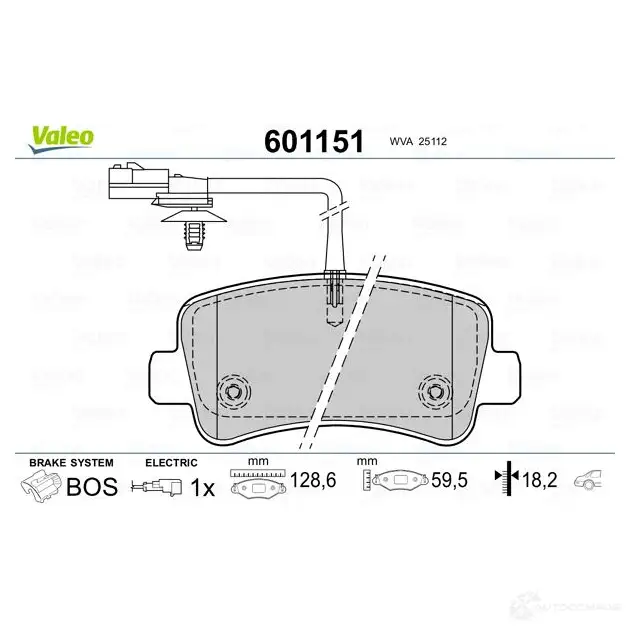 Тормозные колодки дисковые, комплект VALEO I9 SM24T 601151 1206090712 3276426011518 изображение 1