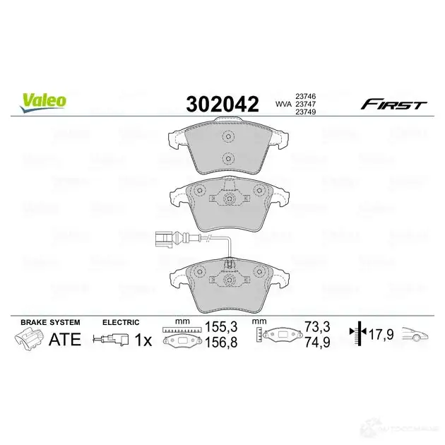 Тормозные колодки дисковые, комплект VALEO 3276423020421 2V 9098 302042 1205902304 изображение 1