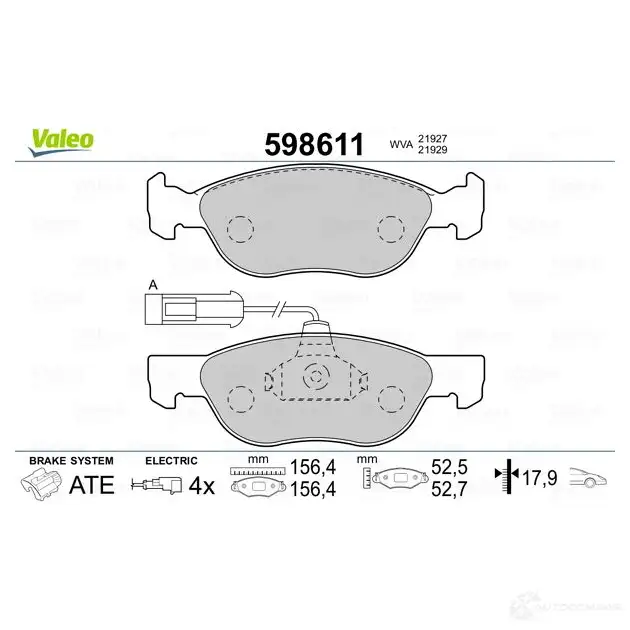 Тормозные колодки дисковые, комплект VALEO 233066 598611 3276425986114 IQDV 6 изображение 1