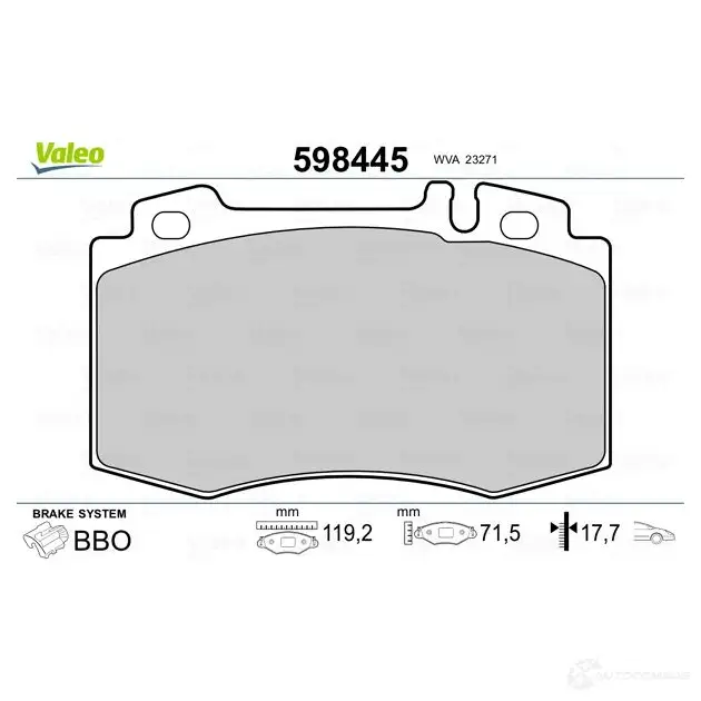 Тормозные колодки дисковые, комплект VALEO 232918 4HFNTQ 598445 23 271 изображение 1
