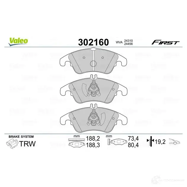 Тормозные колодки дисковые, комплект VALEO 1205903978 TDJ 5M7V 3276423021602 302160 изображение 1