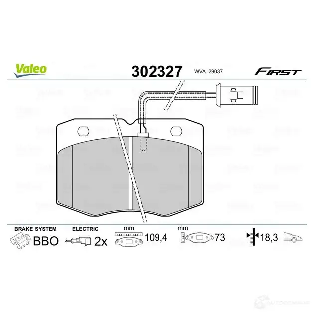 Тормозные колодки дисковые, комплект VALEO Z78T FV 1437874546 302327 изображение 1