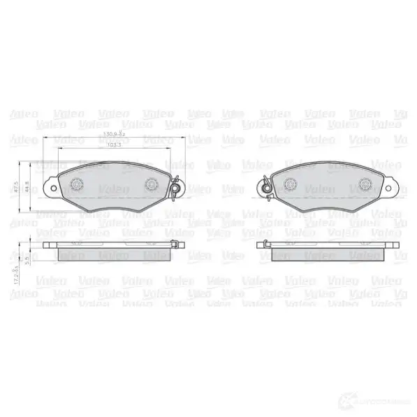 Тормозные колодки дисковые, комплект VALEO 872807 8GWWIC 258 07 245396