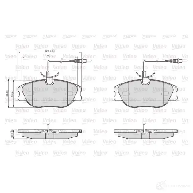 Тормозные колодки дисковые, комплект VALEO Y3570W 245395 872801 21 801