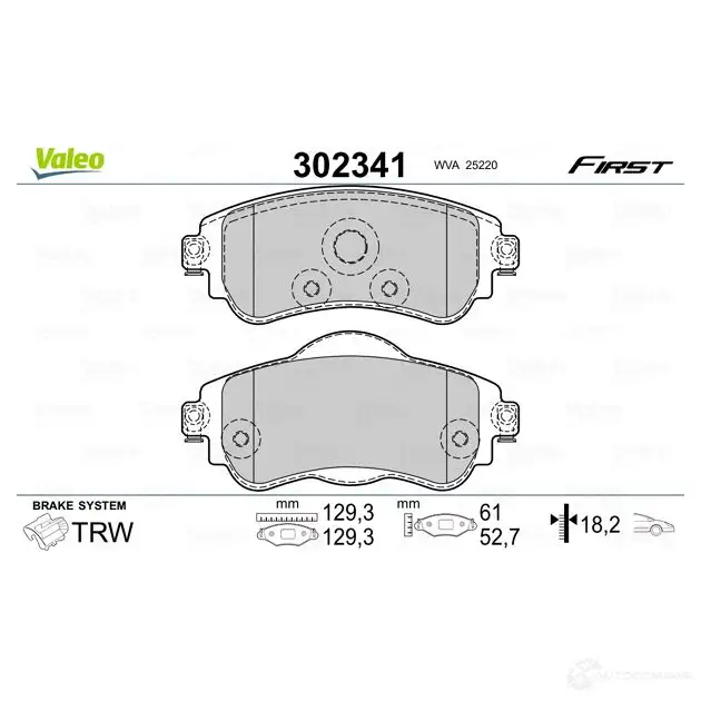 Тормозные колодки дисковые, комплект VALEO OYVXFU U 302341 1437874639 изображение 1