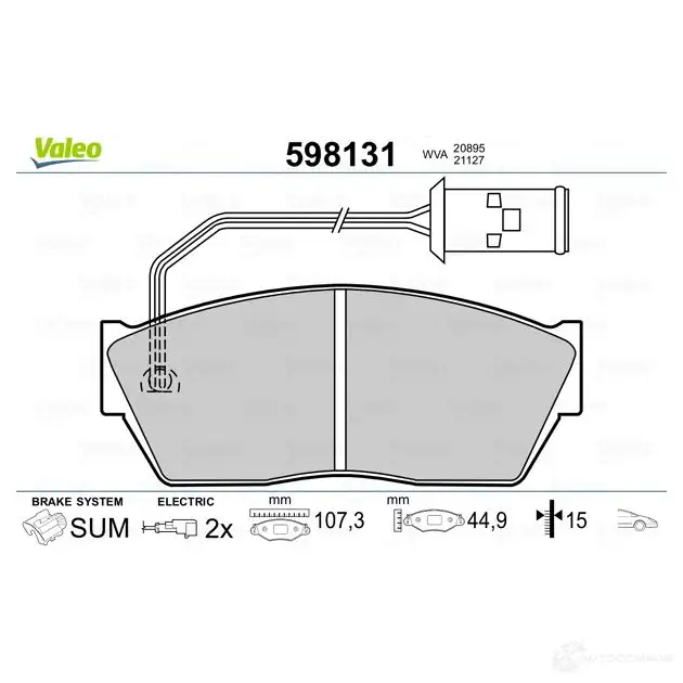 Тормозные колодки дисковые, комплект VALEO 598131 232685 1M95OUQ 20 895 изображение 1