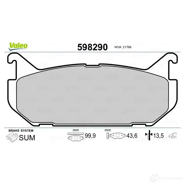 Тормозные колодки дисковые, комплект VALEO 3276425982901 598290 Y74 MYBD 232792 изображение 1