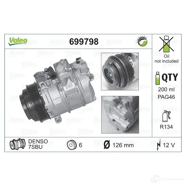 Компрессор кондиционера VALEO 2GOMD 7SB U16C 234911 699798 изображение 1