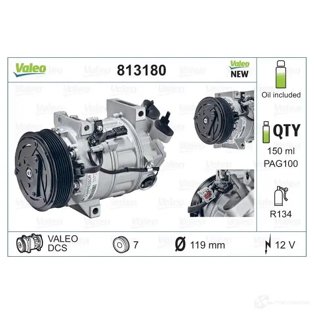 Компрессор кондиционера VALEO DX GCK 813180 240159 3276428131801 изображение 3