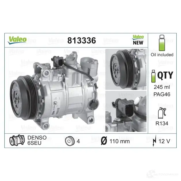 Компрессор кондиционера VALEO 240190 813336 4AU PU 3276428133362